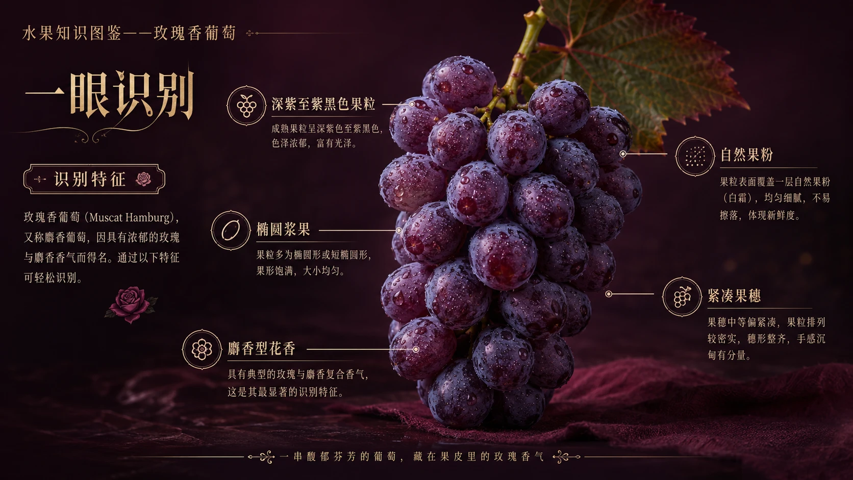 万物知识图鉴系列作品PPT——玫瑰香葡萄【4K】 - 预览图1