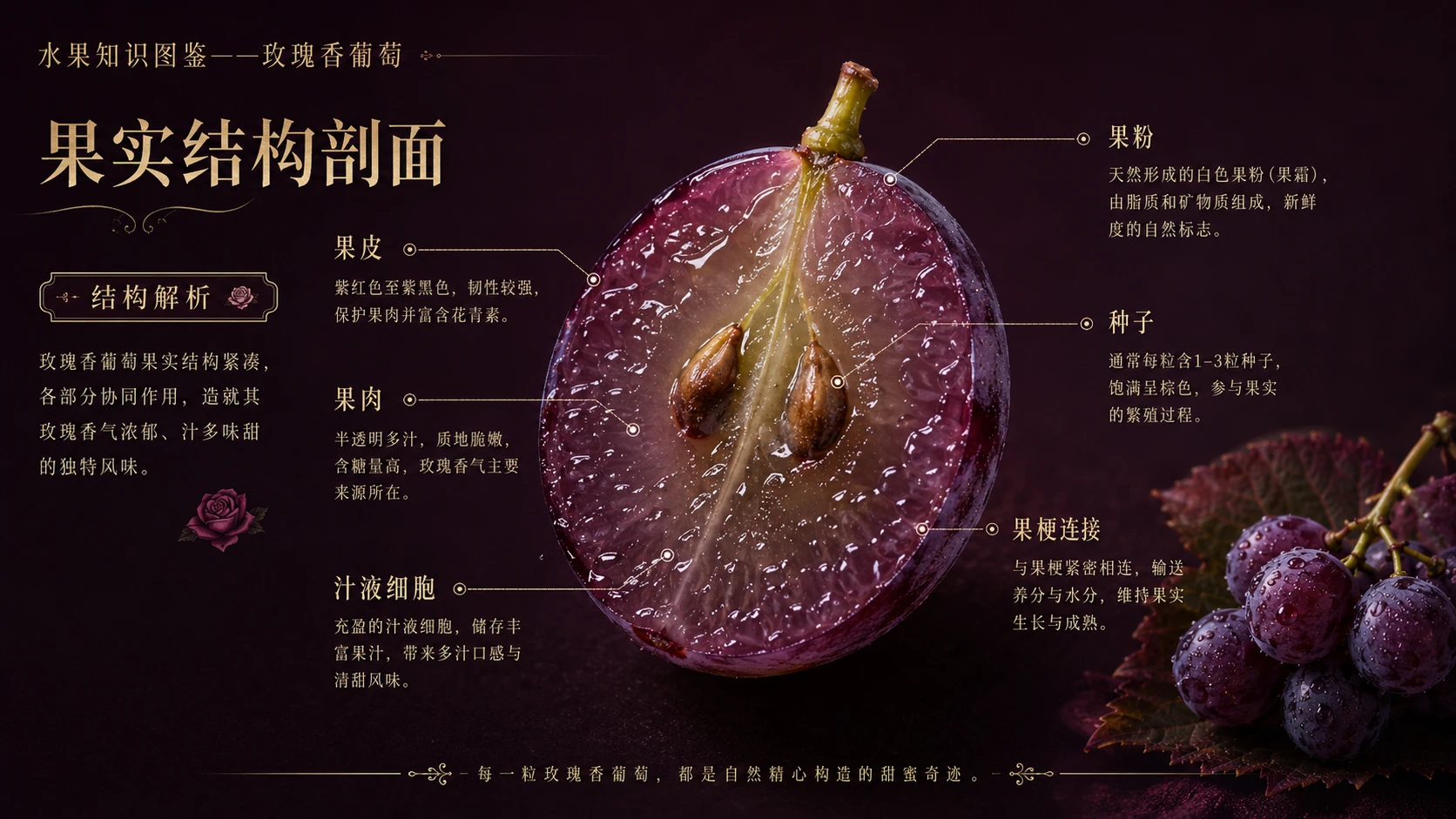 万物知识图鉴系列作品PPT——玫瑰香葡萄【4K】 - 预览图2