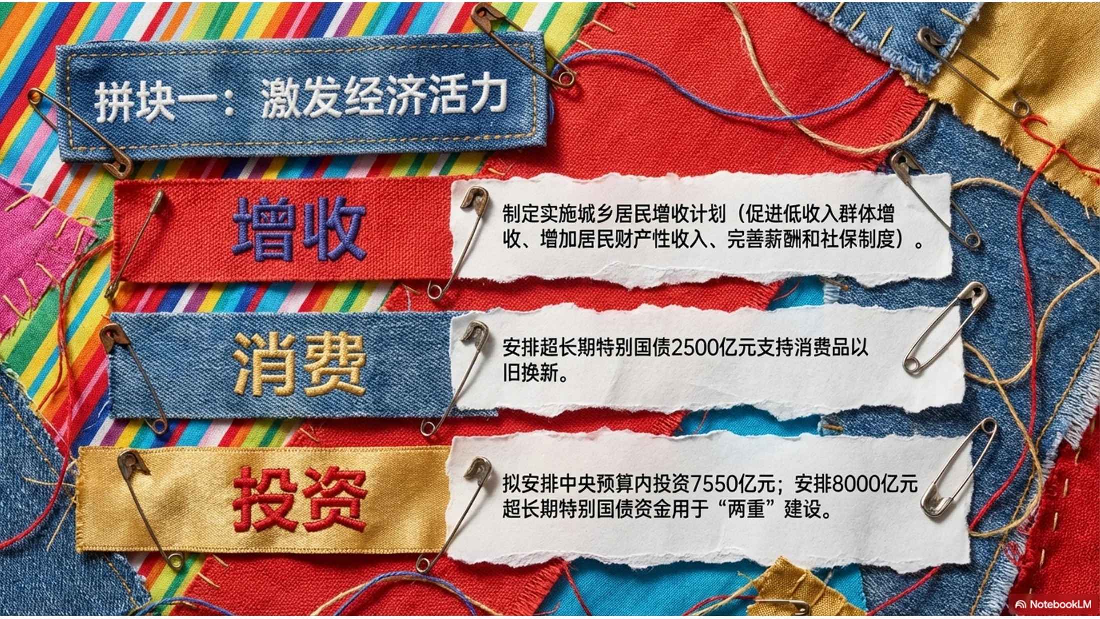 布艺拼贴设计风格政府工作报告PPT - 预览图10