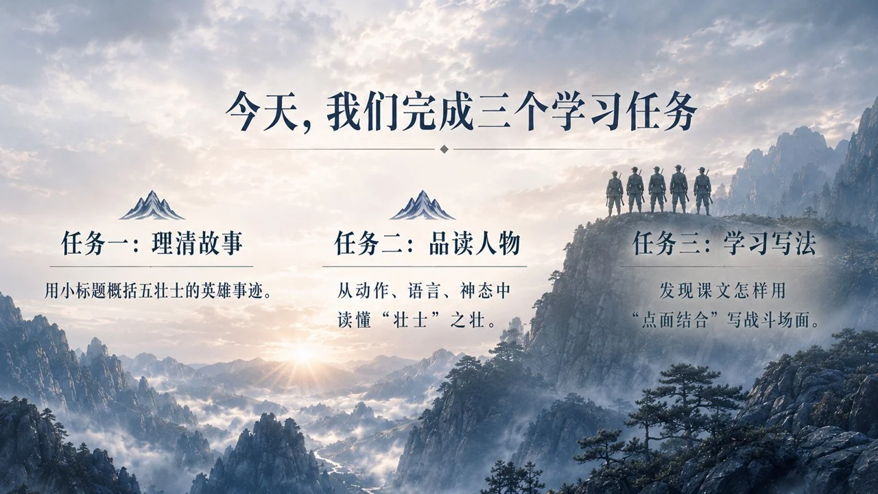 小学六年级语文：狼牙山五壮士PPT课件 - 预览图1