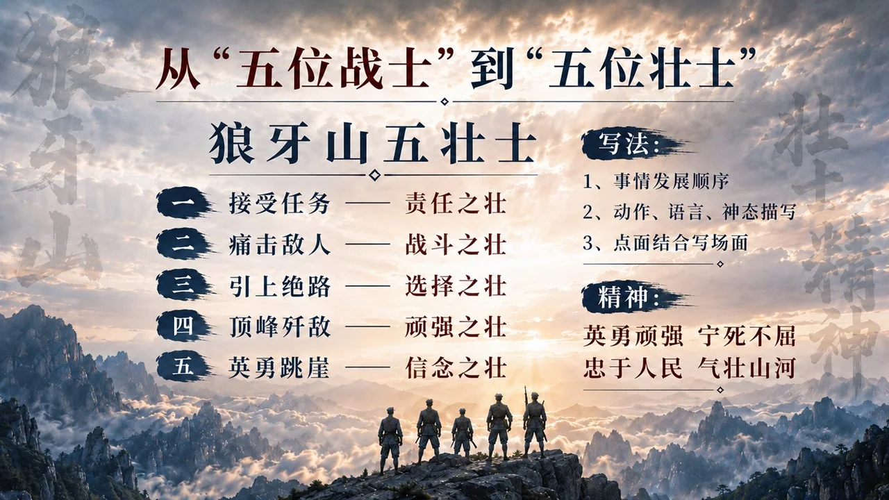 小学六年级语文：狼牙山五壮士PPT课件 - 预览图14