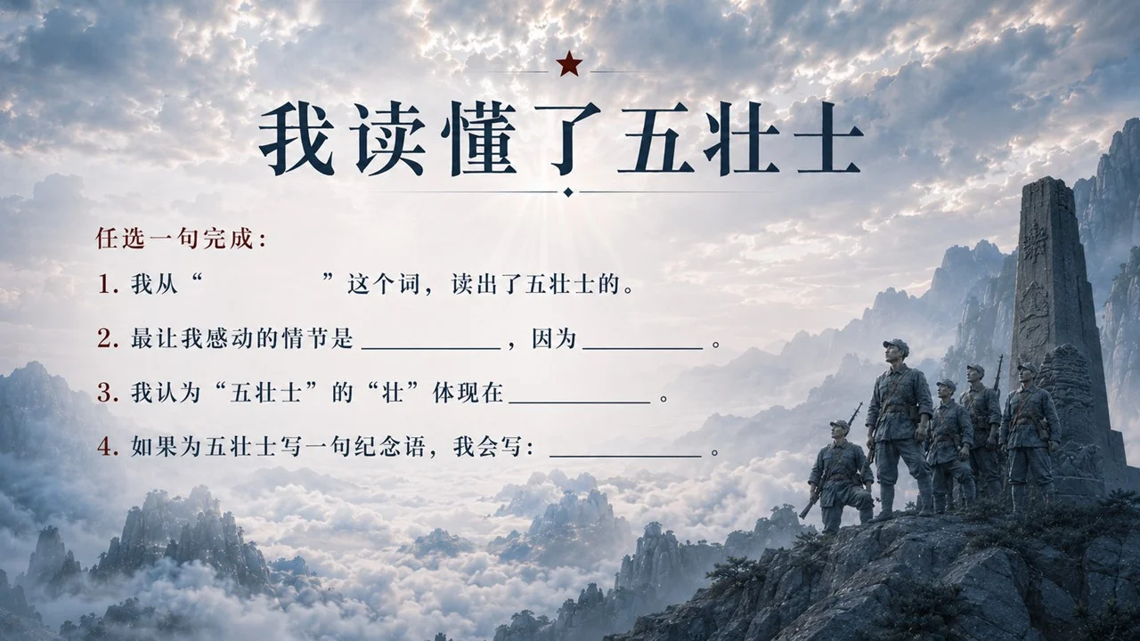 小学六年级语文：狼牙山五壮士PPT课件 - 预览图16