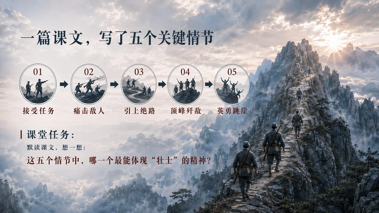 小学六年级语文：狼牙山五壮士PPT课件 - 预览图4