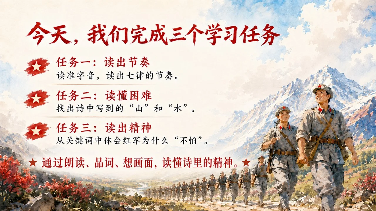 小学六年级语文：七律·长征PPT课件 - 预览图1