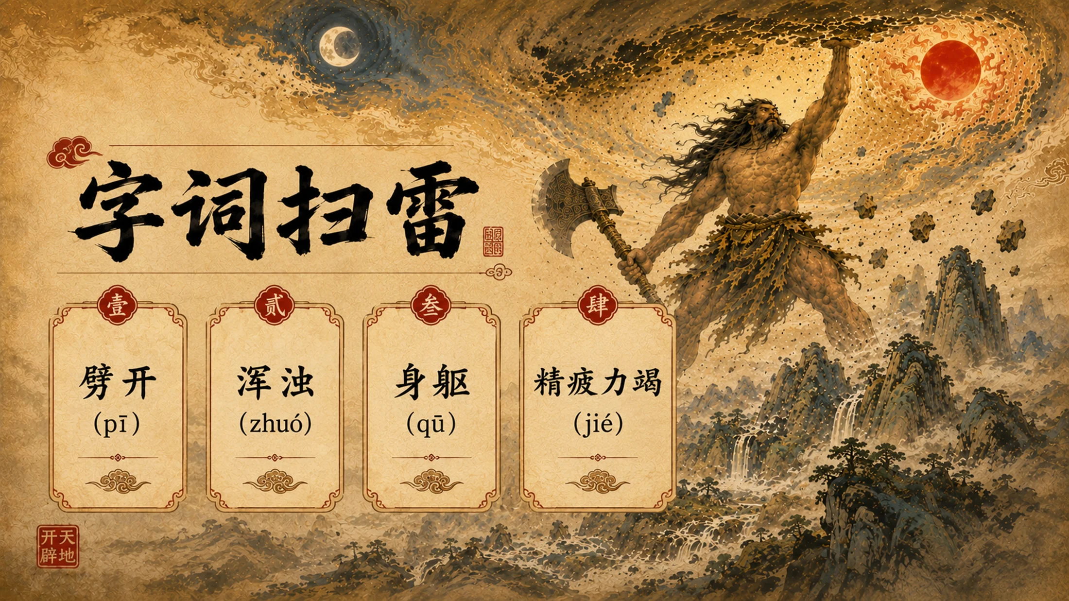 部编版小学语文《盘古开天地》PPT课件｜国风插画-中国神话史诗公开课模板 - 预览图5