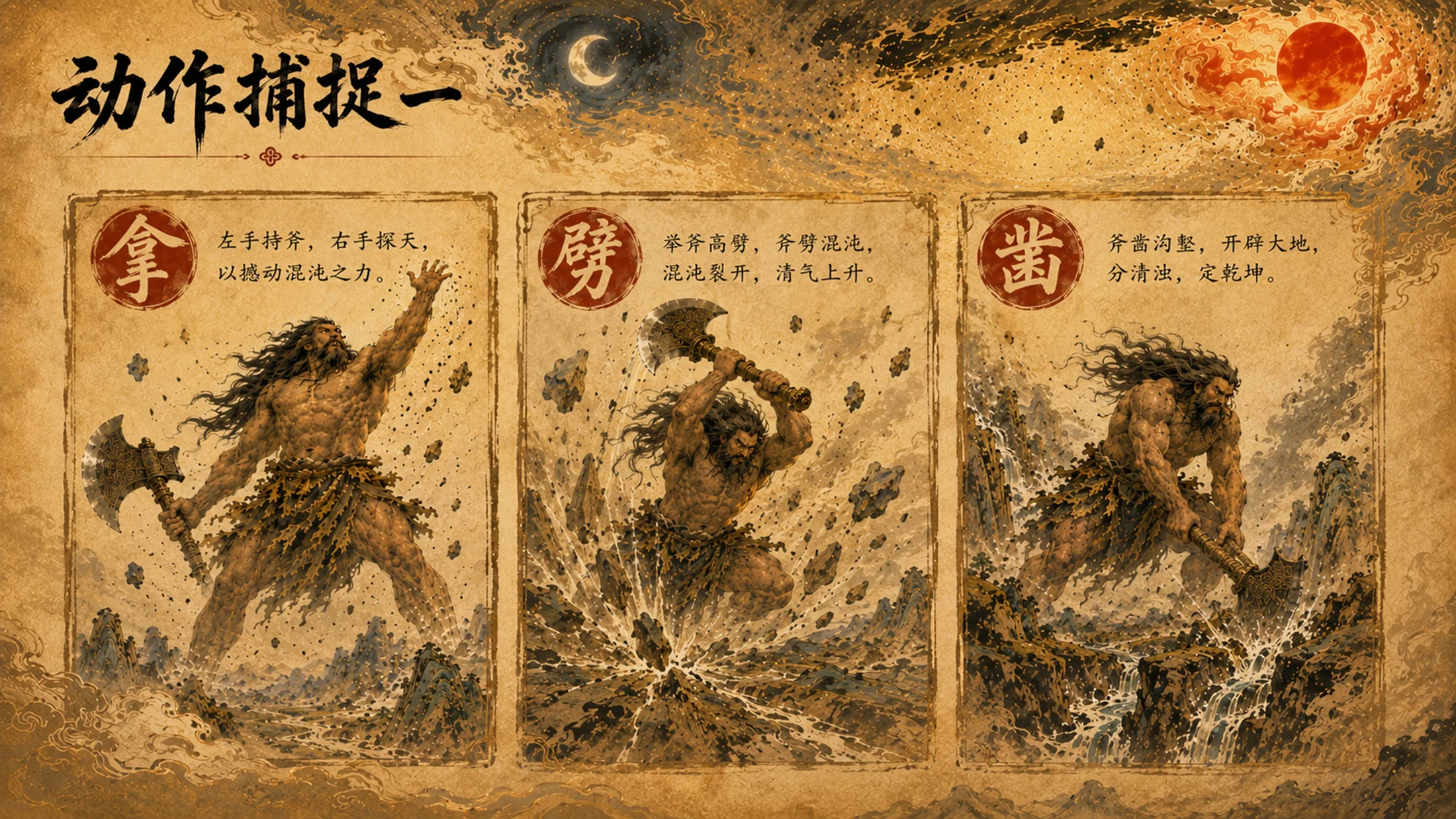 部编版小学语文《盘古开天地》PPT课件｜国风插画-中国神话史诗公开课模板 - 预览图8
