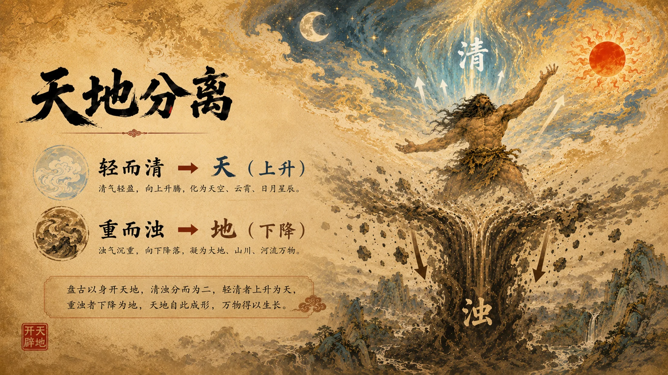 部编版小学语文《盘古开天地》PPT课件｜国风插画-中国神话史诗公开课模板 - 预览图9