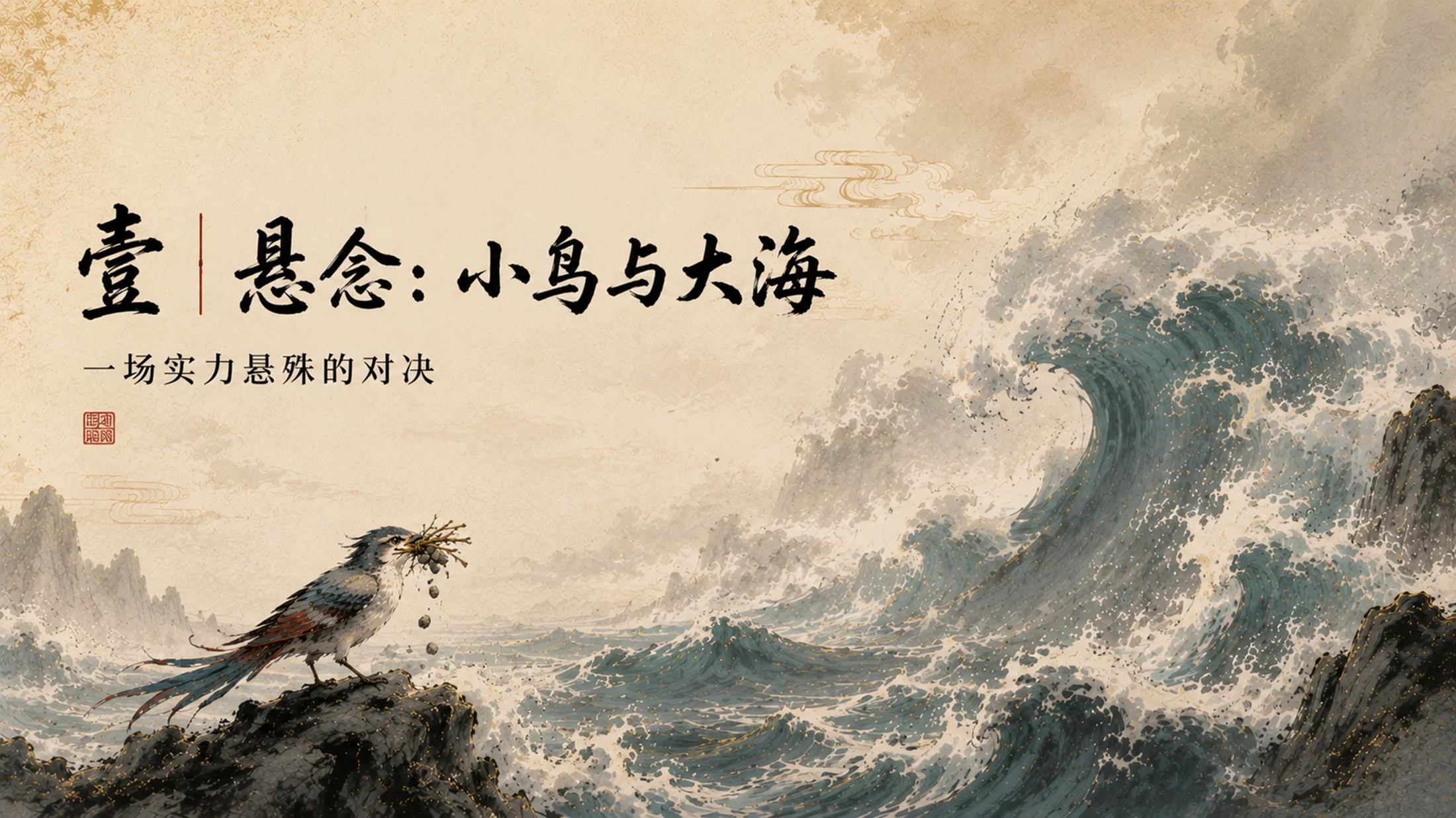 部编版小学语文《精卫填海》PPT课件｜国风插画-中国神话国风公开课模板 - 预览图2