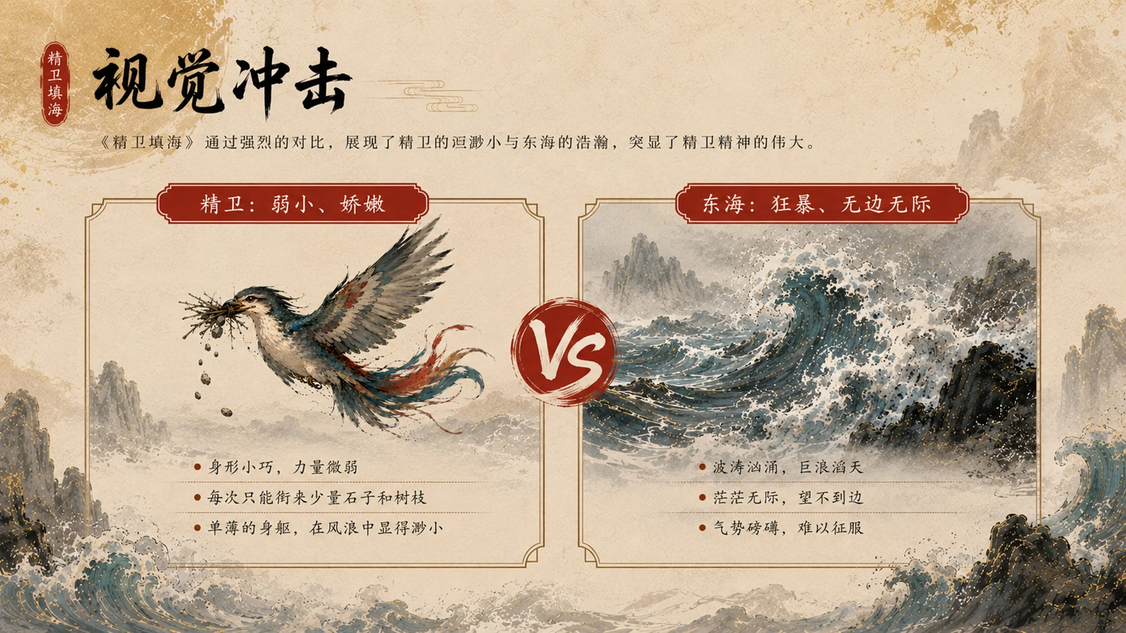 部编版小学语文《精卫填海》PPT课件｜国风插画-中国神话国风公开课模板 - 预览图3