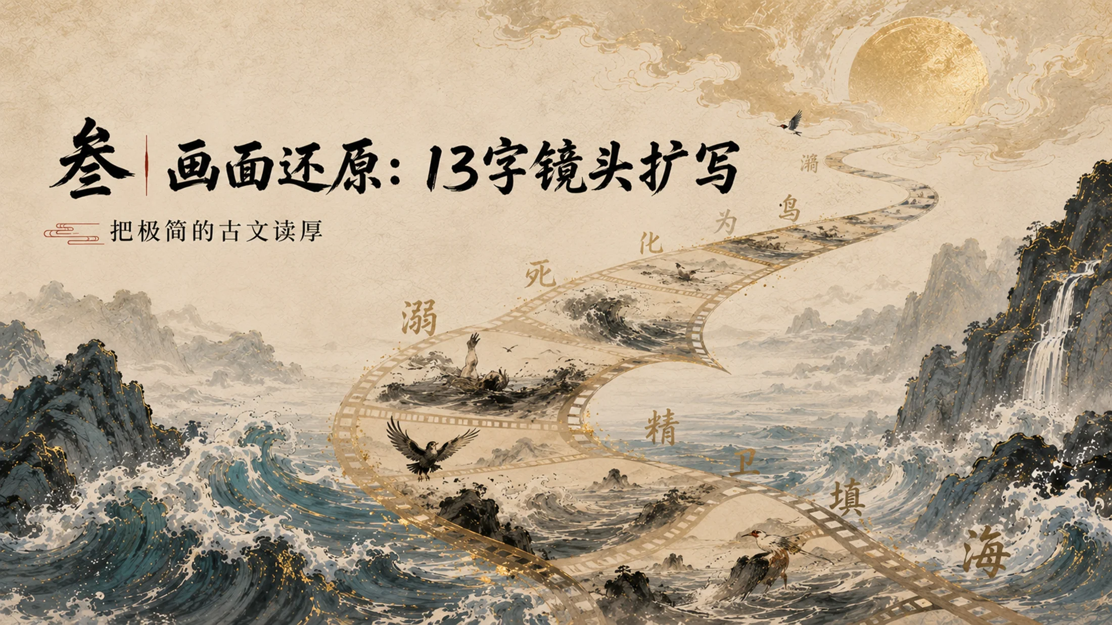 部编版小学语文《精卫填海》PPT课件｜国风插画-中国神话国风公开课模板 - 预览图10