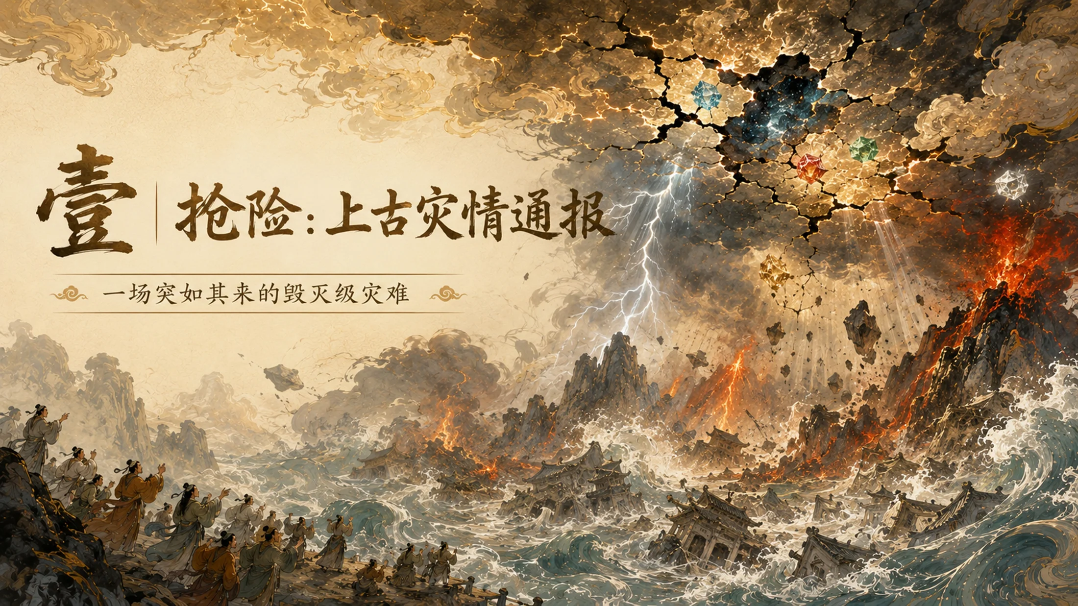 部编版小学语文《女娲补天》PPT课件｜国风插画-东方神话史诗公开课模板 - 预览图2
