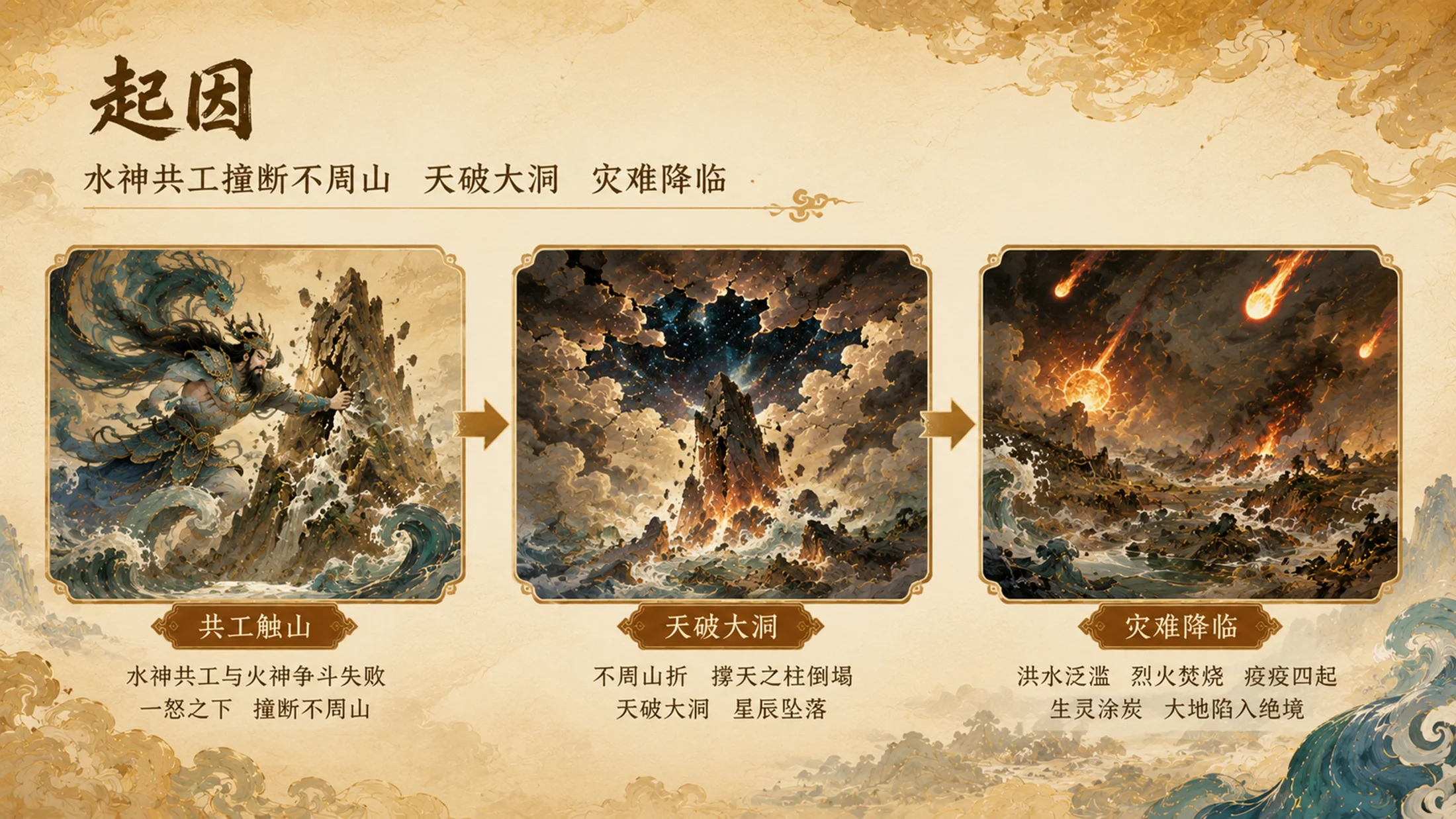 部编版小学语文《女娲补天》PPT课件｜国风插画-东方神话史诗公开课模板 - 预览图7