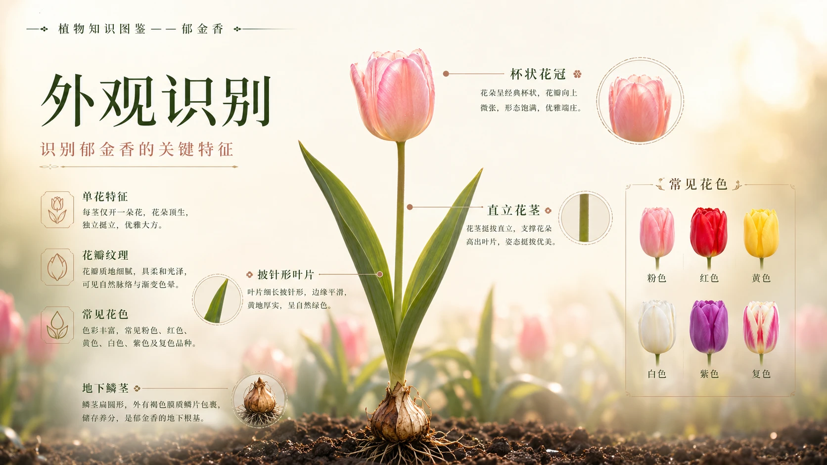 万物知识图鉴系列作品PPT——郁金香【4K】 - 预览图1