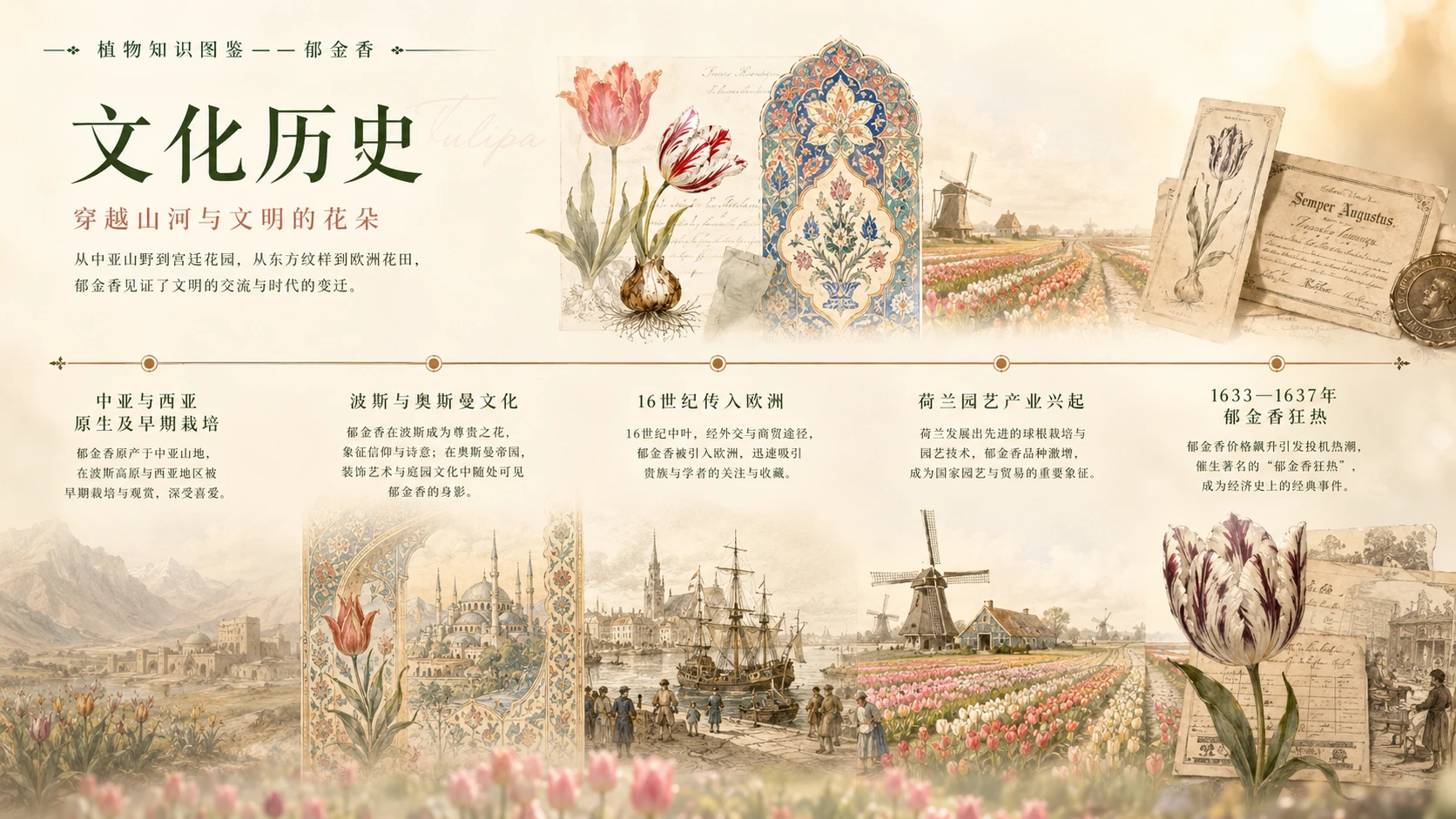 万物知识图鉴系列作品PPT——郁金香【4K】 - 预览图3