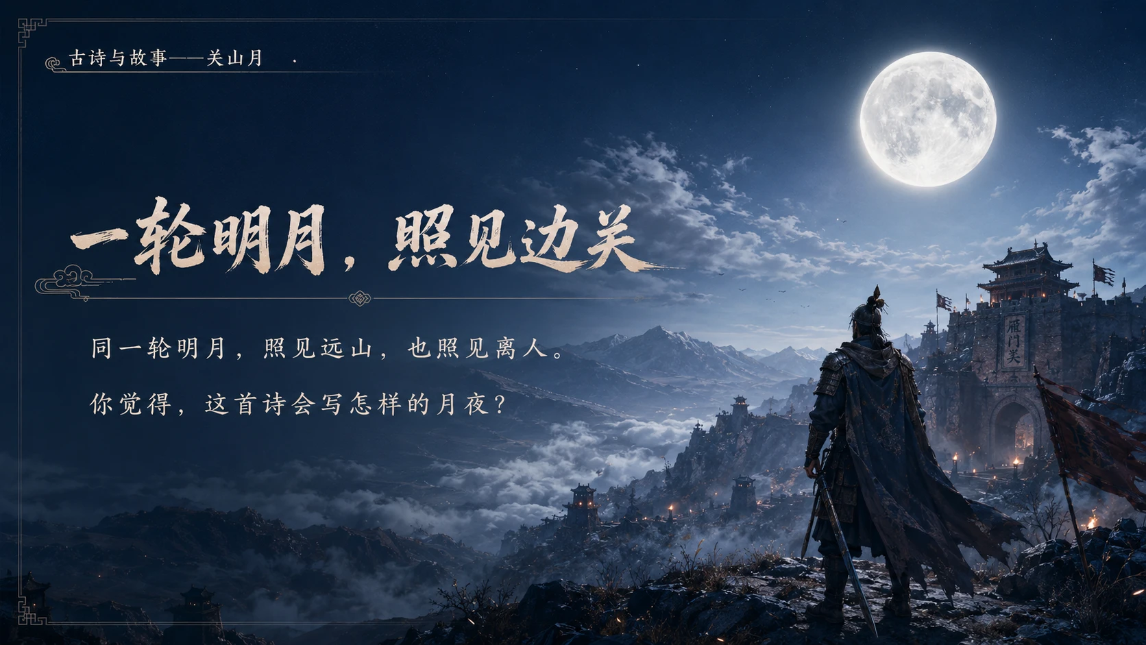 古诗与故事系列作品PPT——关山月【2K】 - 预览图1