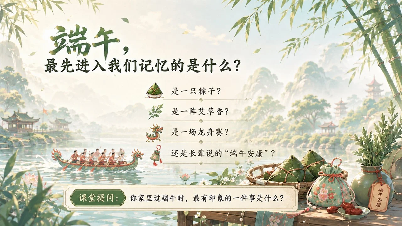 小学生的端午节传统文化主题PPT课件 - 预览图1