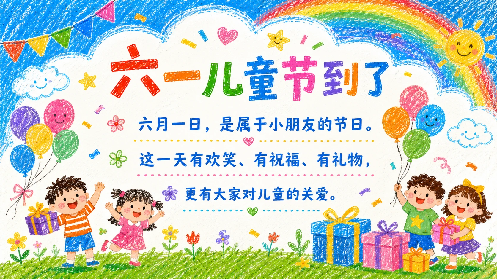 【节日专题】儿童节主题班会-蜡笔涂鸦风格 - 预览图3