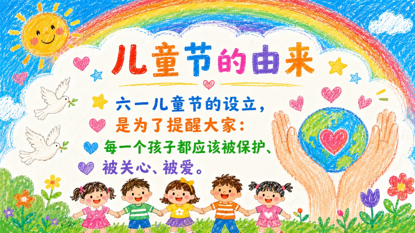 【节日专题】儿童节主题班会-蜡笔涂鸦风格 - 预览图4