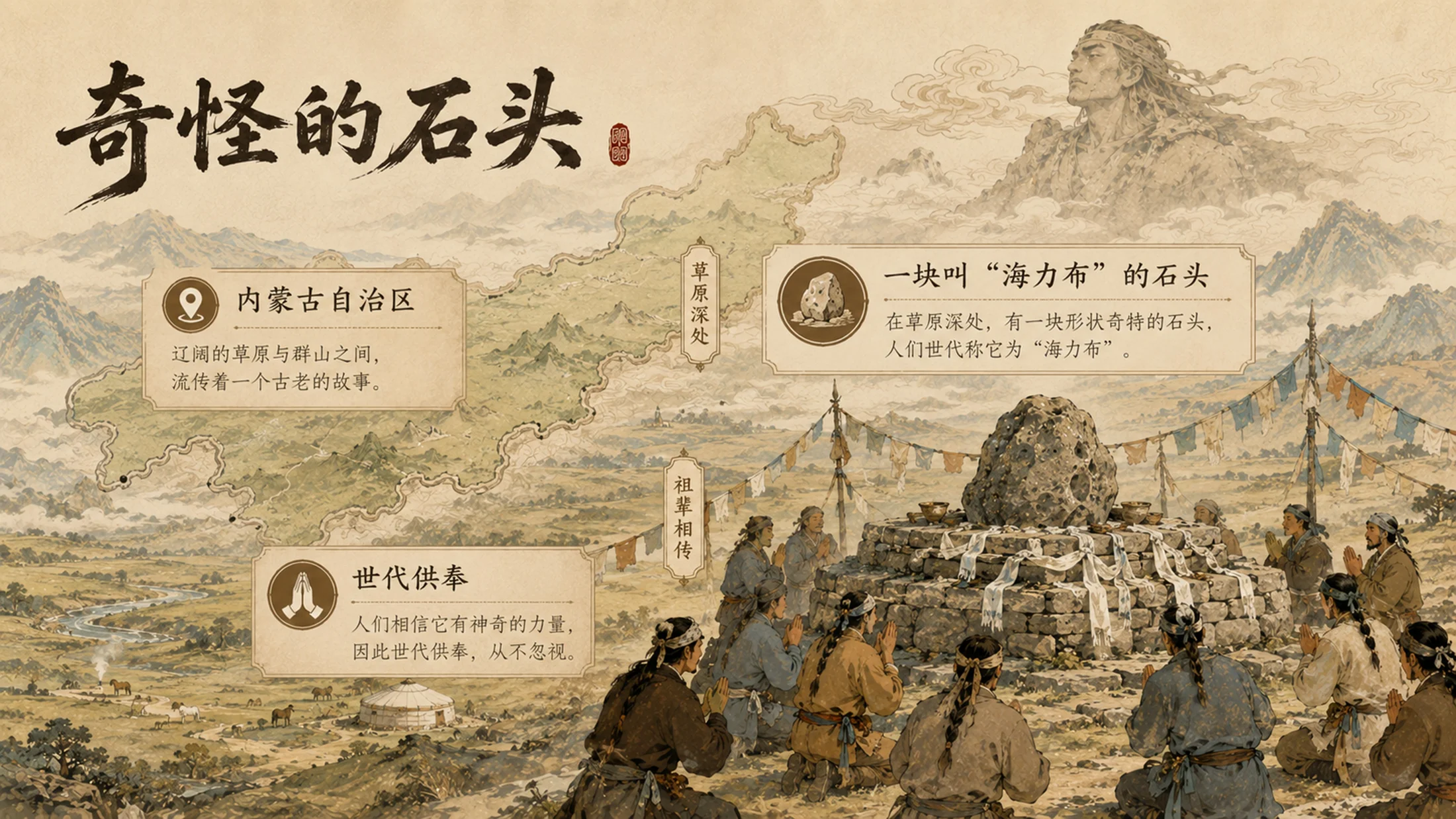 部编版小学语文五年级上册《猎人海力布》PPT课件｜中国民间故事国风公开课模板 - 预览图3