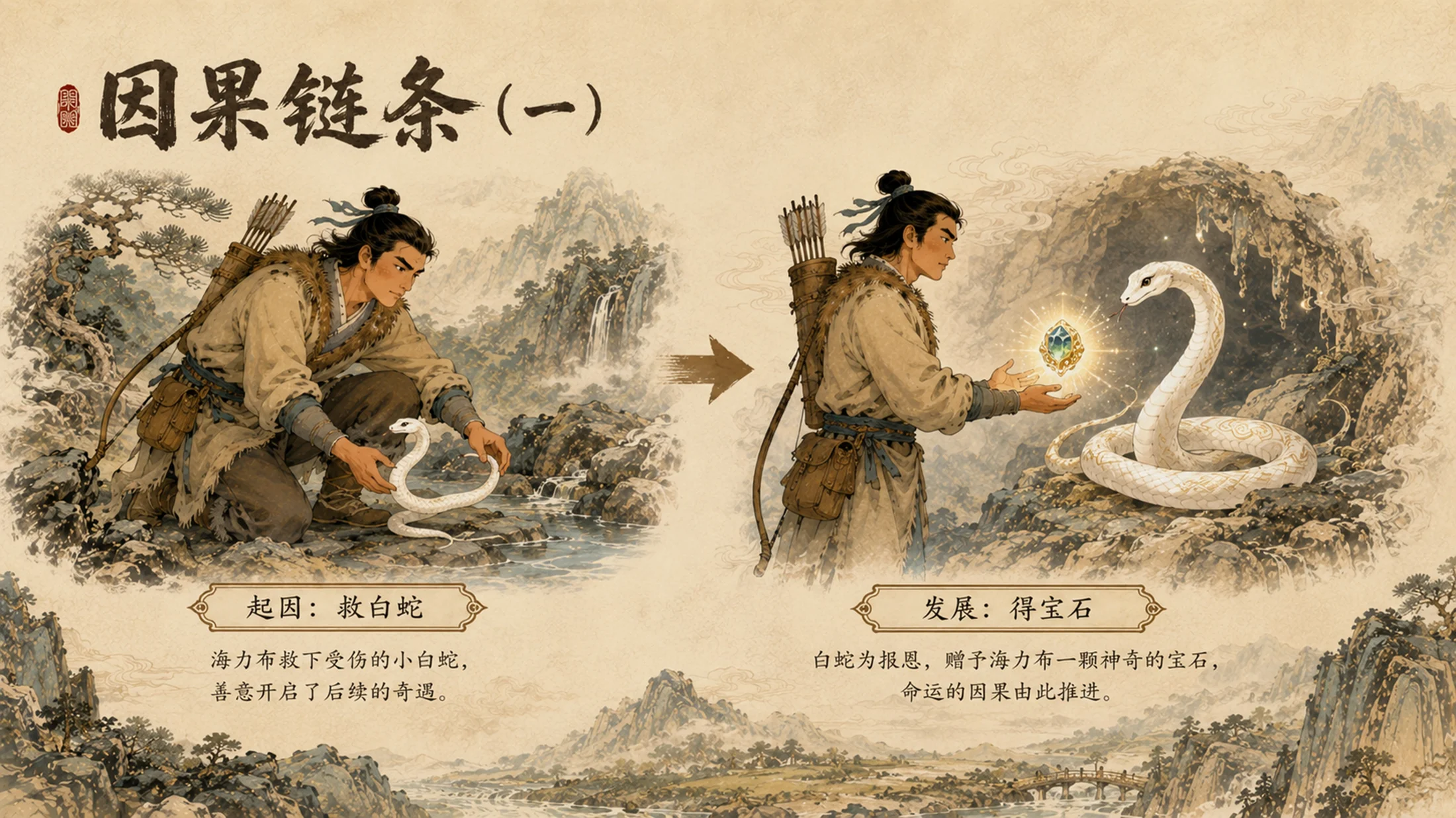 部编版小学语文五年级上册《猎人海力布》PPT课件｜中国民间故事国风公开课模板 - 预览图7