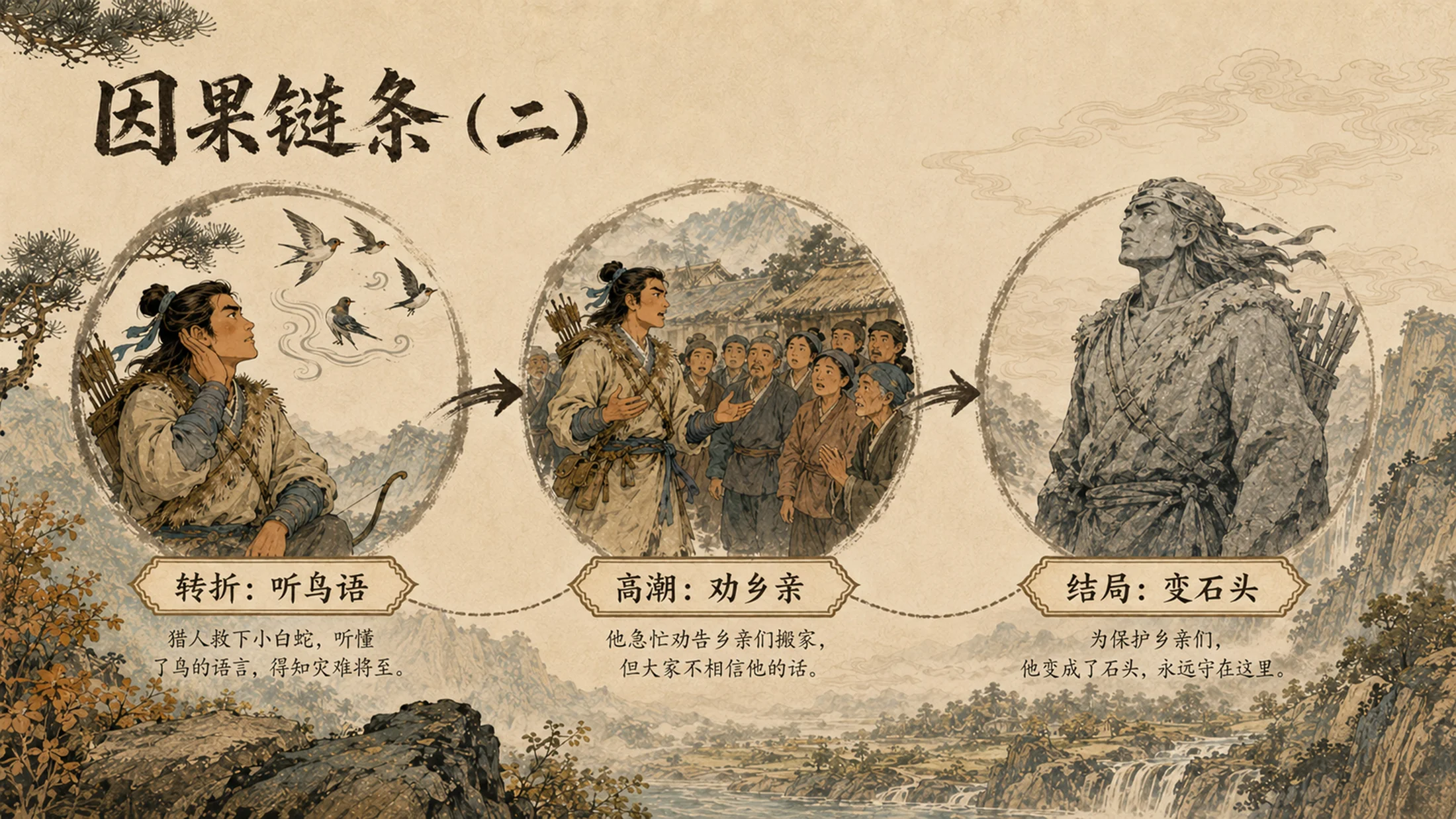 部编版小学语文五年级上册《猎人海力布》PPT课件｜中国民间故事国风公开课模板 - 预览图8