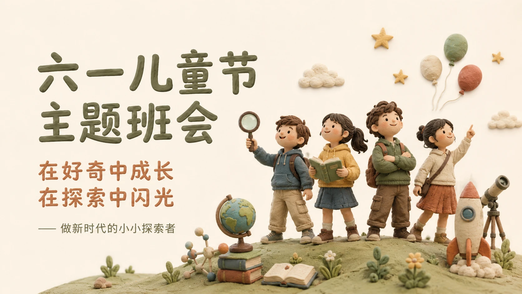 【节日专题】儿童节主题班会-粘土风 - 预览图1