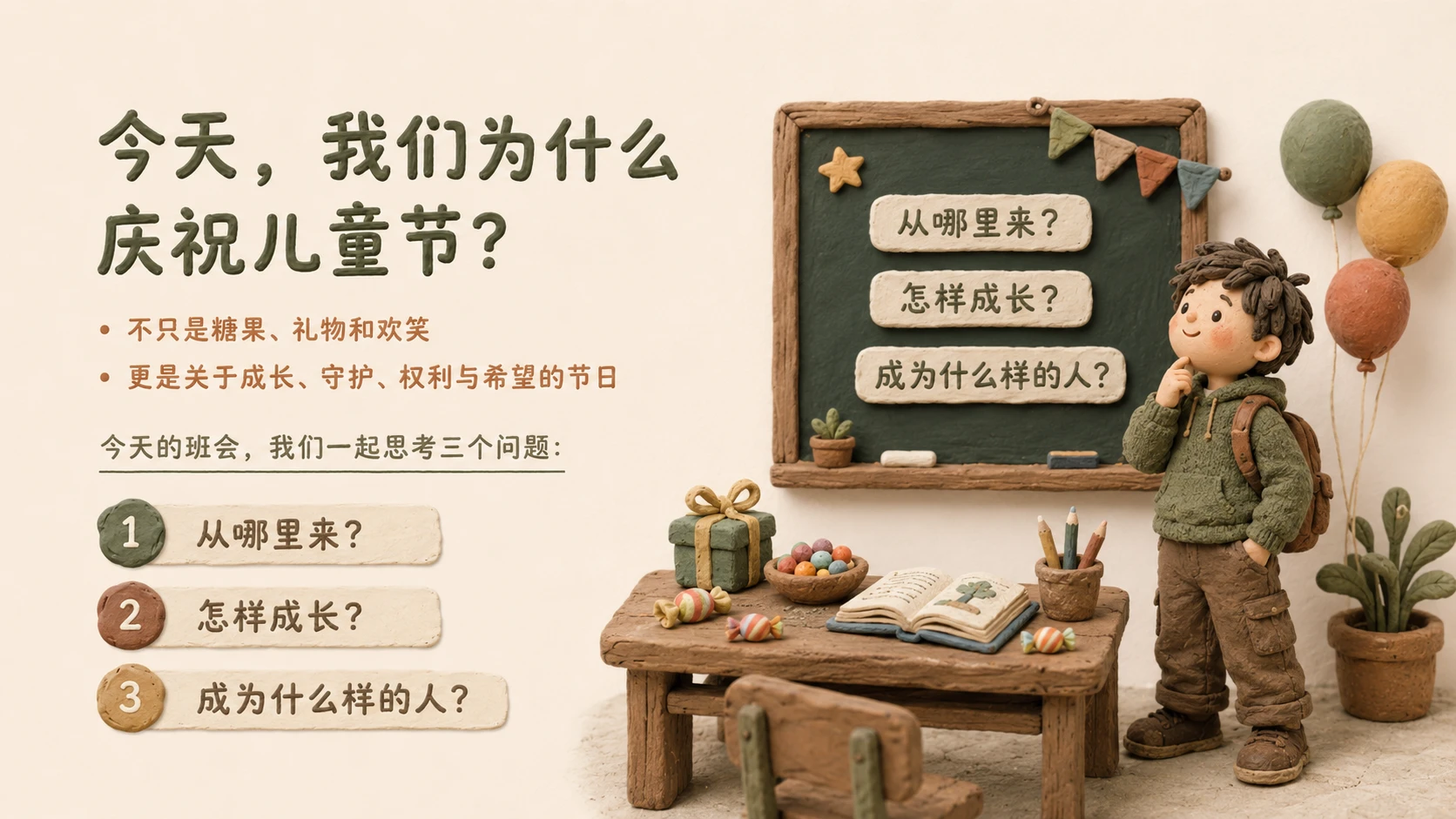 【节日专题】儿童节主题班会-粘土风 - 预览图2