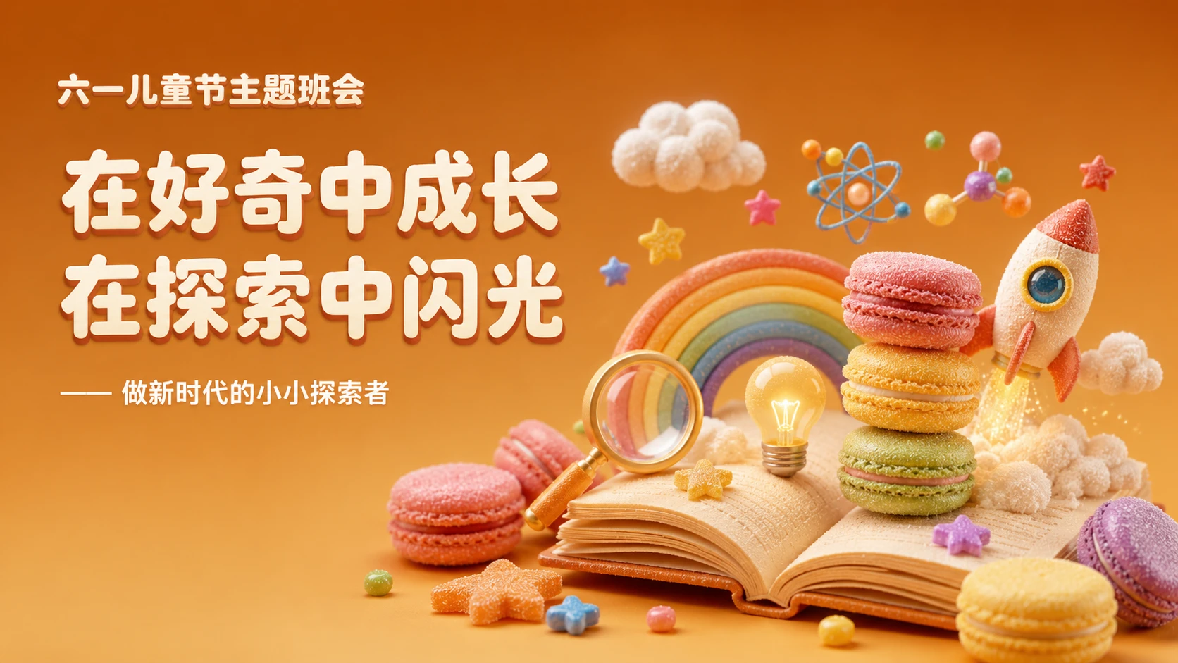 【节日专题】儿童节主题班会-糖果马卡龙风PPT - 预览图1