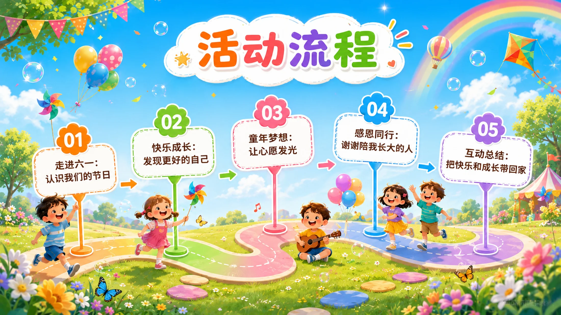 “六一儿童节主题班会PPT课件｜童心飞扬快乐成长活动模板” - 预览图2