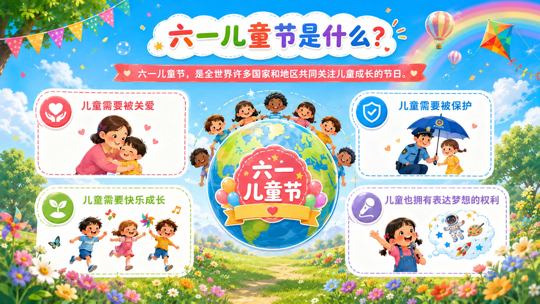 “六一儿童节主题班会PPT课件｜童心飞扬快乐成长活动模板” - 预览图5