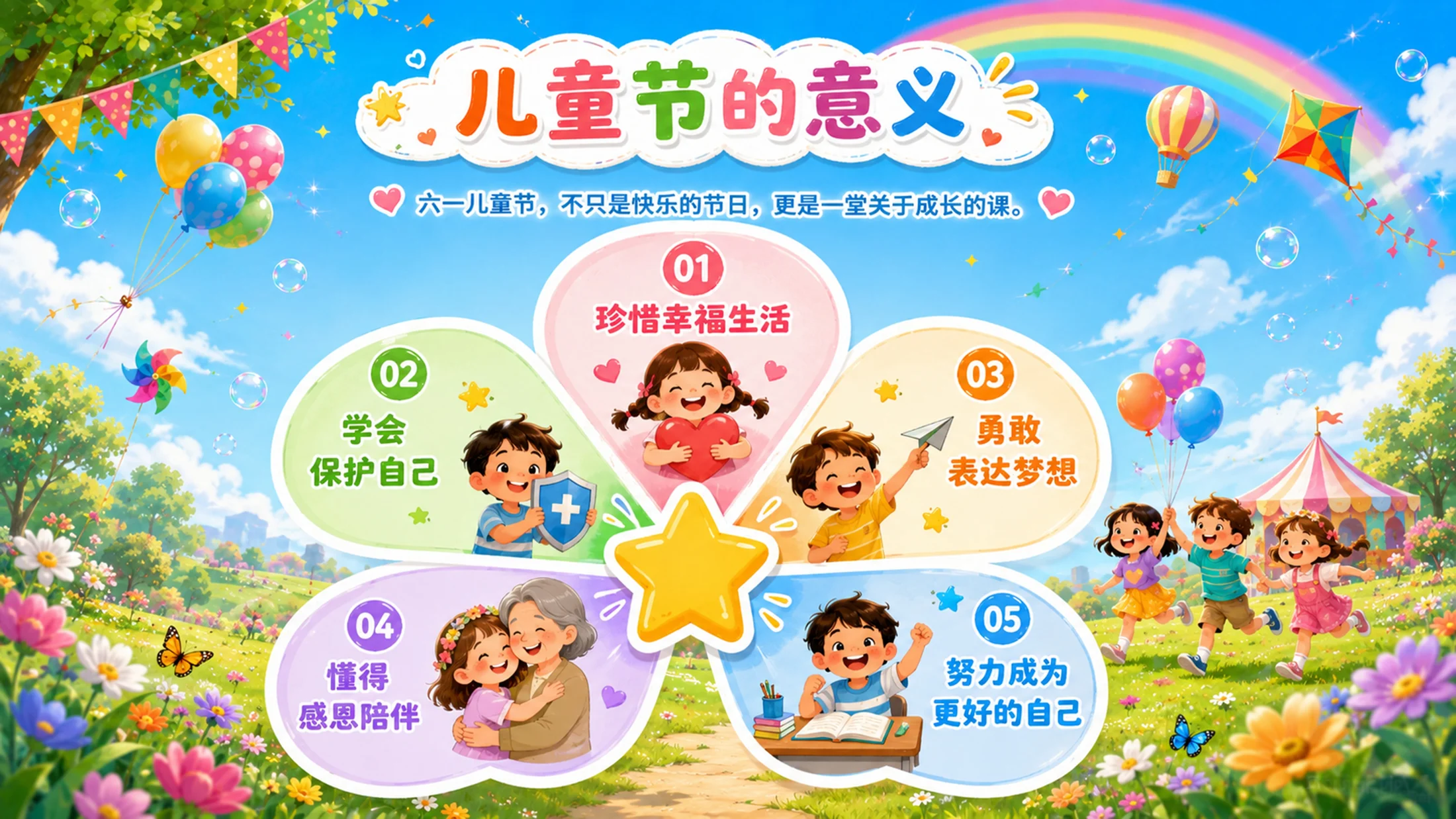 “六一儿童节主题班会PPT课件｜童心飞扬快乐成长活动模板” - 预览图7