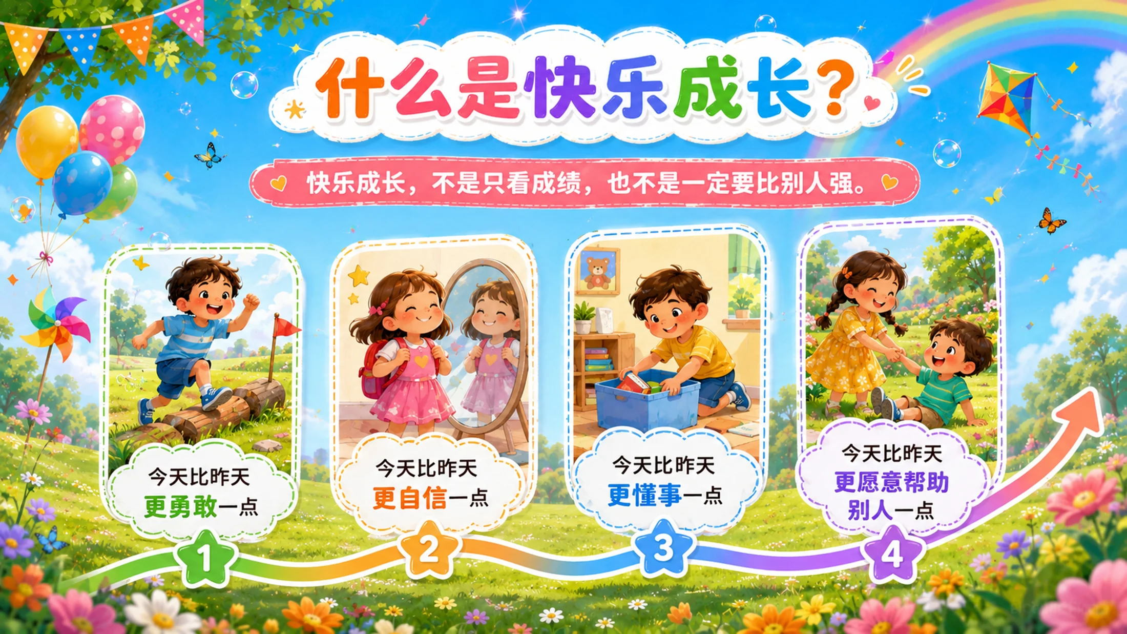 “六一儿童节主题班会PPT课件｜童心飞扬快乐成长活动模板” - 预览图9