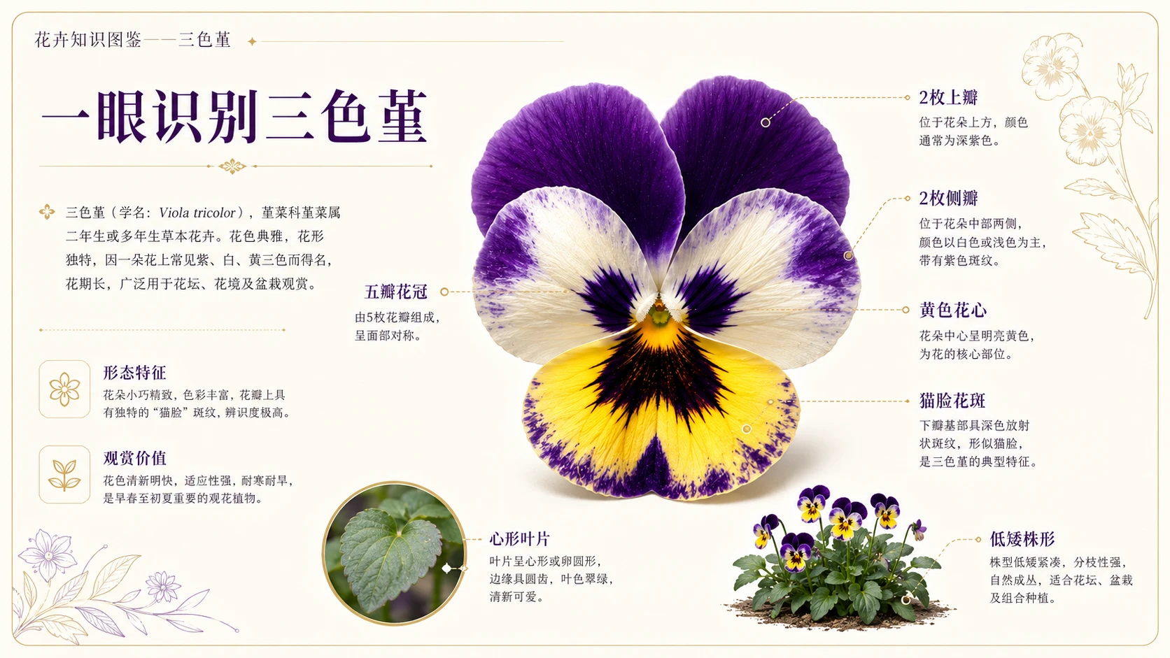 万物知识图鉴系列作品PPT——三色堇 - 预览图1