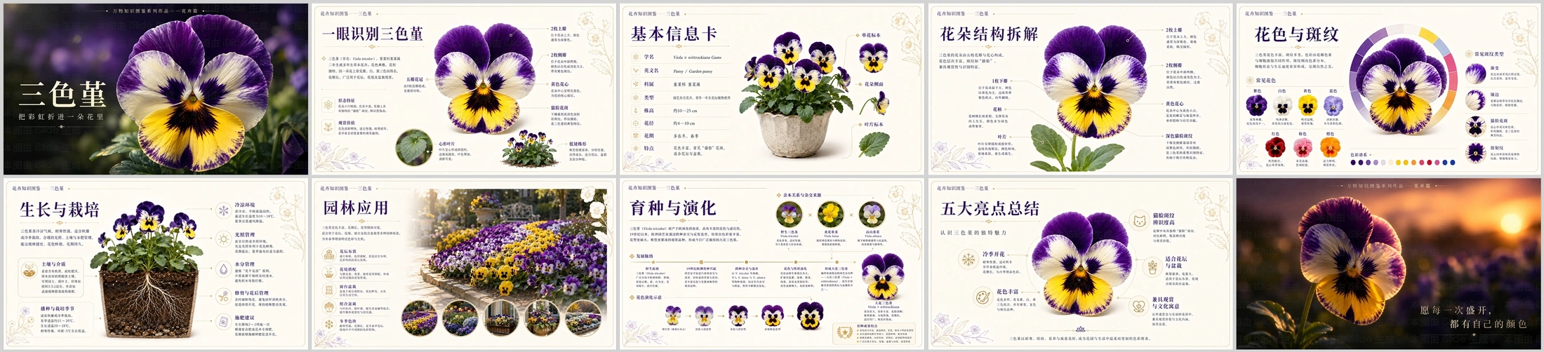 万物知识图鉴系列作品PPT——三色堇 - 预览图4