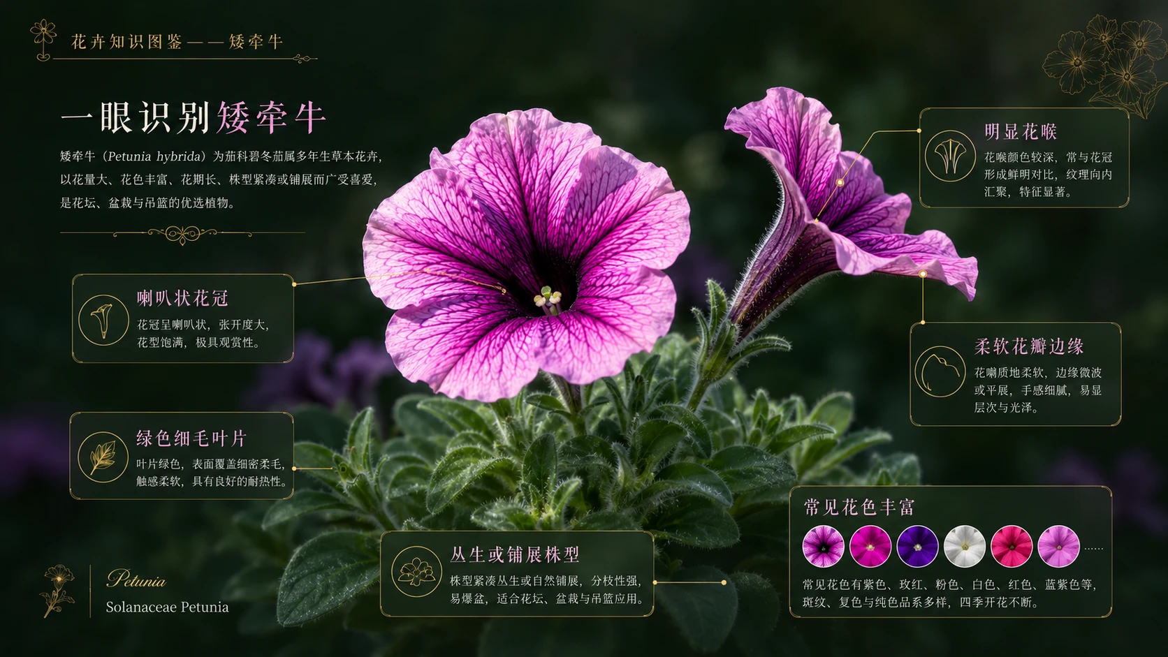 万物知识图鉴系列作品PPT——矮牵牛【4K】 - 预览图1