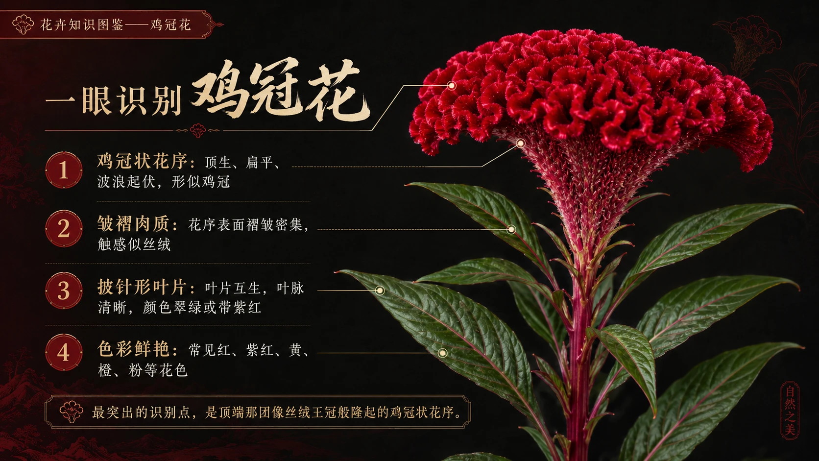 万物知识图鉴系列作品PPT——鸡冠花【4K】 - 预览图1