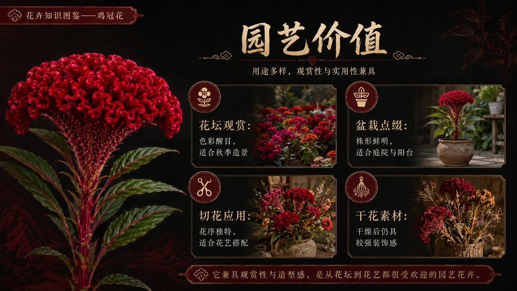 万物知识图鉴系列作品PPT——鸡冠花【4K】 - 预览图2