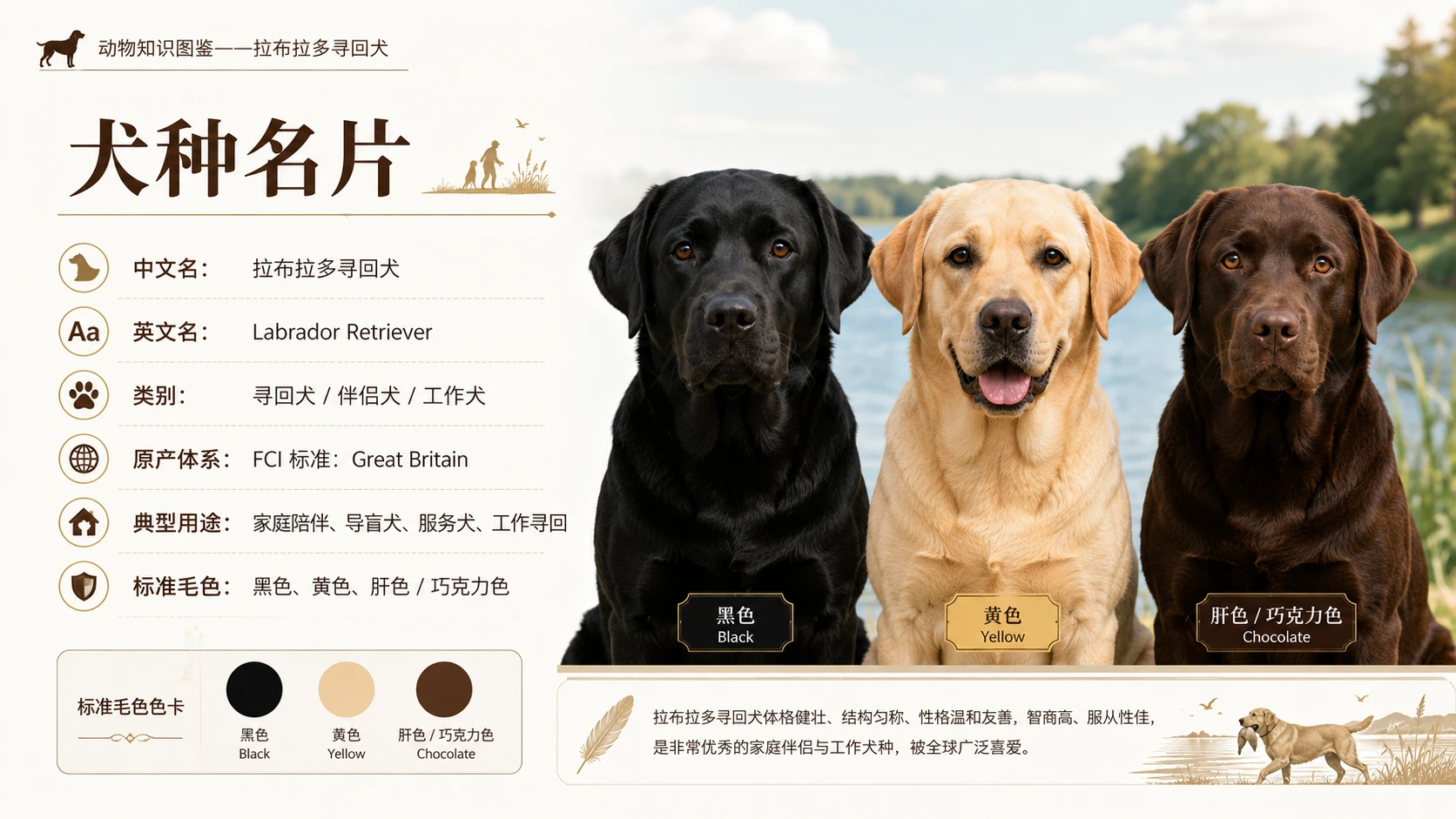 万物知识图鉴系列作品PPT——拉布拉多寻回犬 - 预览图1