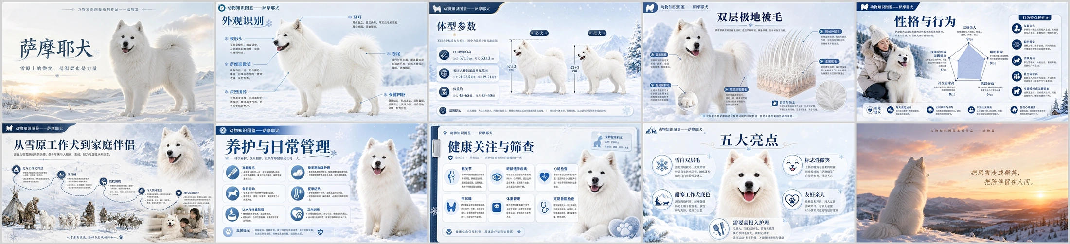 万物知识图鉴系列作品PPT——萨摩耶犬 - 预览图4