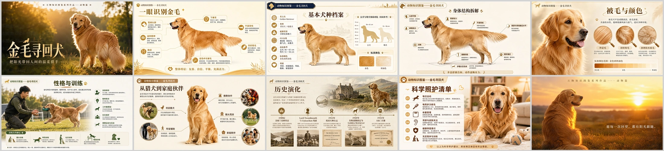 万物知识图鉴系列作品PPT——金毛寻回犬 - 预览图4