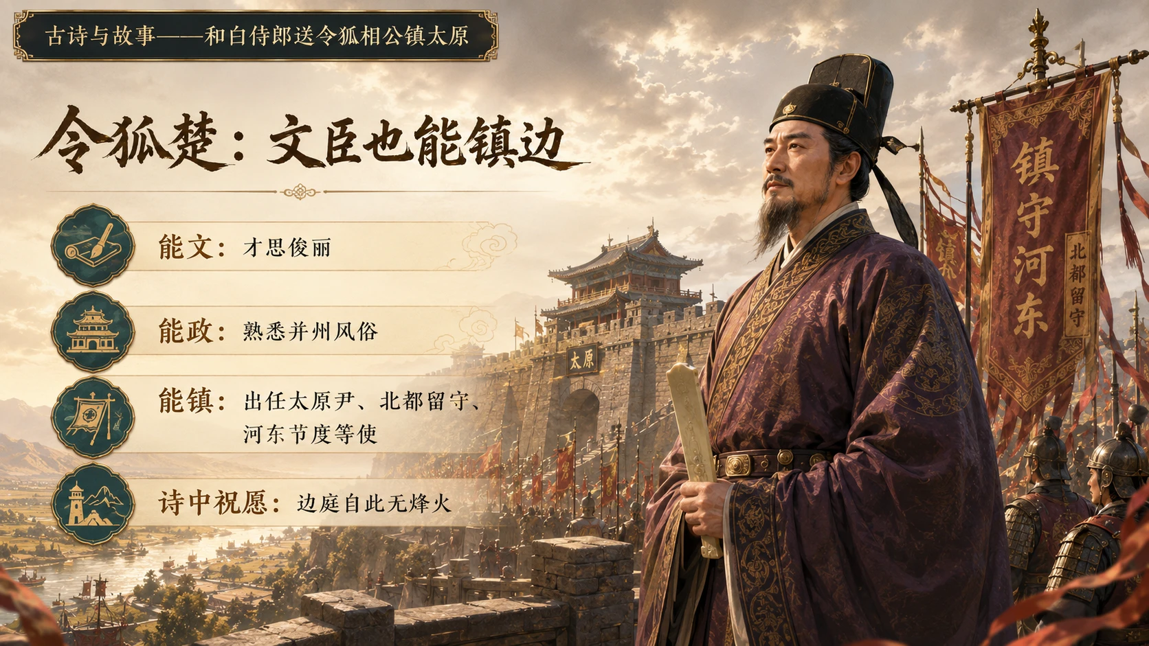 古诗与故事系列作品PPT——和白侍郎送令狐相公镇太原【2K】 - 预览图17