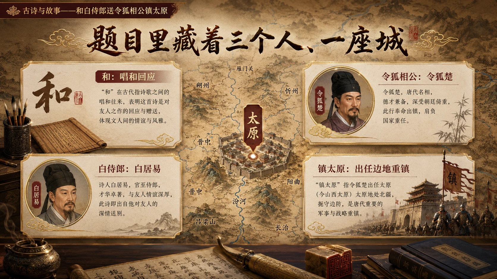 古诗与故事系列作品PPT——和白侍郎送令狐相公镇太原【2K】 - 预览图4