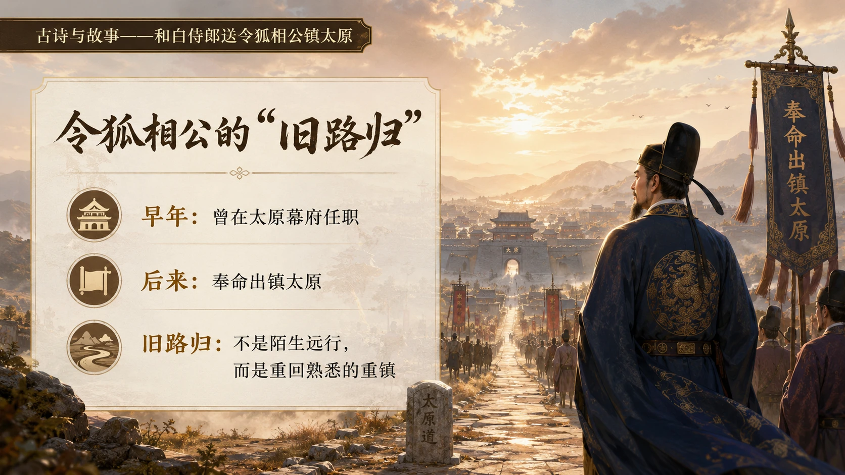 古诗与故事系列作品PPT——和白侍郎送令狐相公镇太原【2K】 - 预览图10