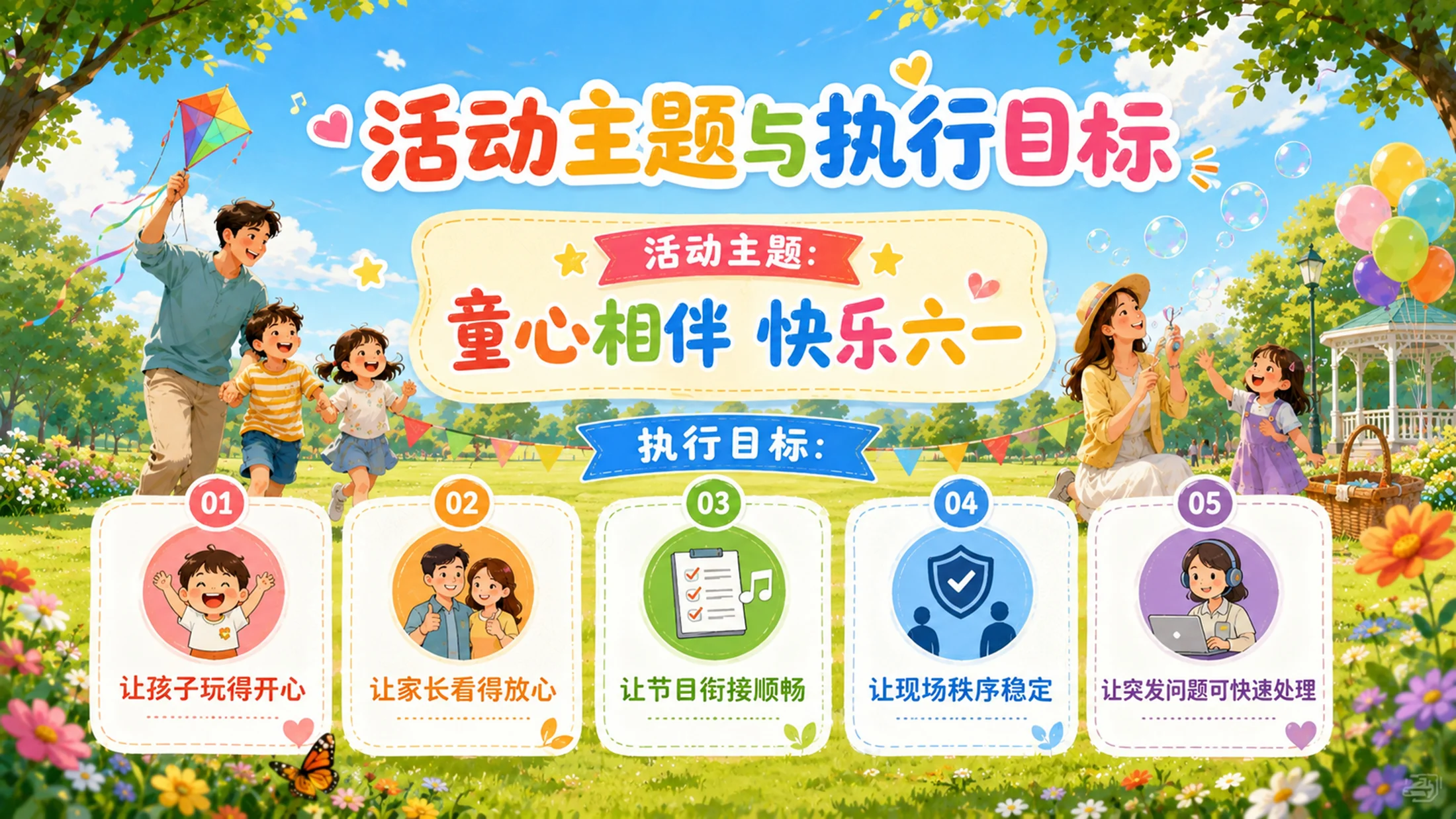 六一儿童节游园会活动PPT模板｜亲子互动游戏策划方案 - 预览图4