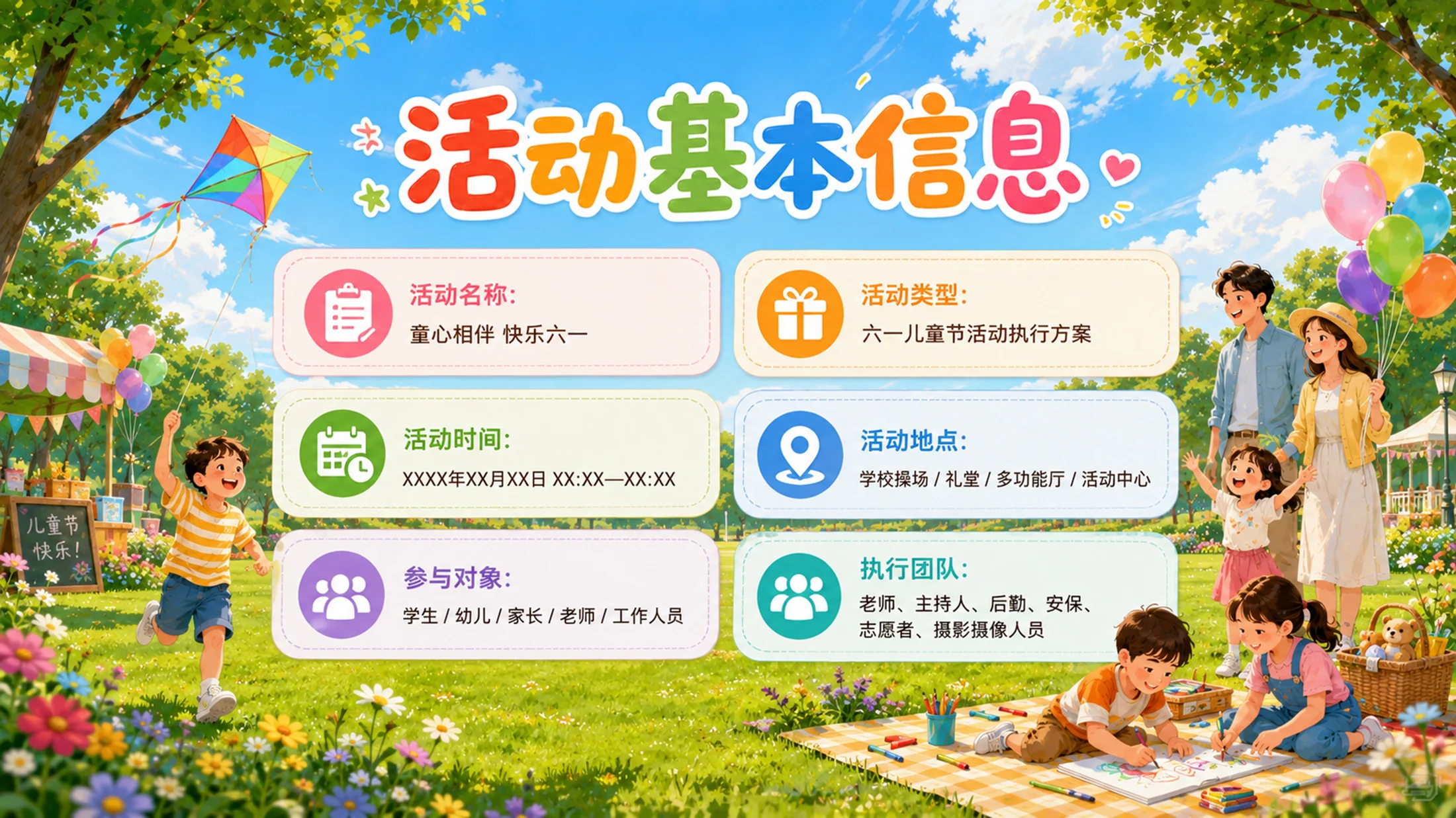 六一儿童节游园会活动PPT模板｜亲子互动游戏策划方案 - 预览图5
