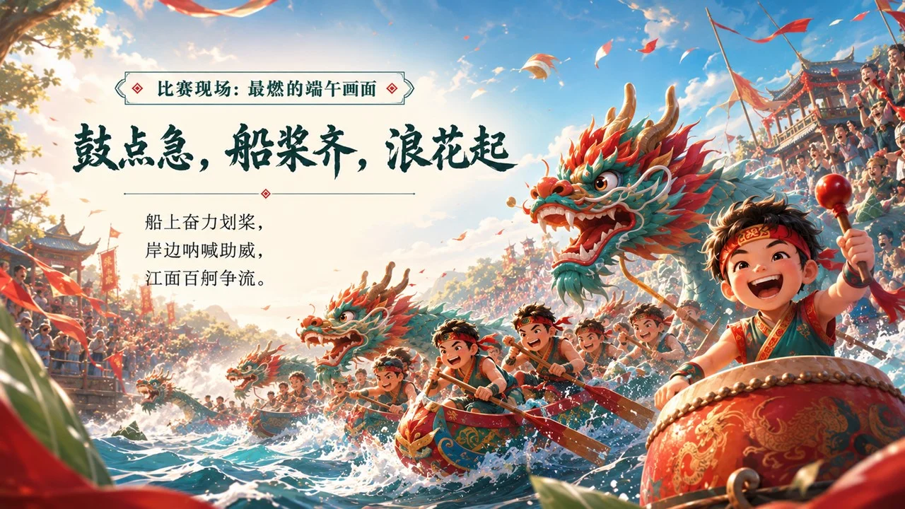 鼓声里的端午节：中小学生赛龙舟传统文化课PPT - 预览图12