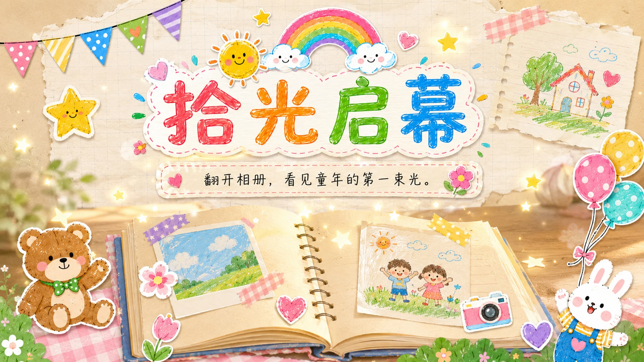 六一儿童节成长纪念PPT模板｜幼儿园儿童成长相册展示 - 预览图3