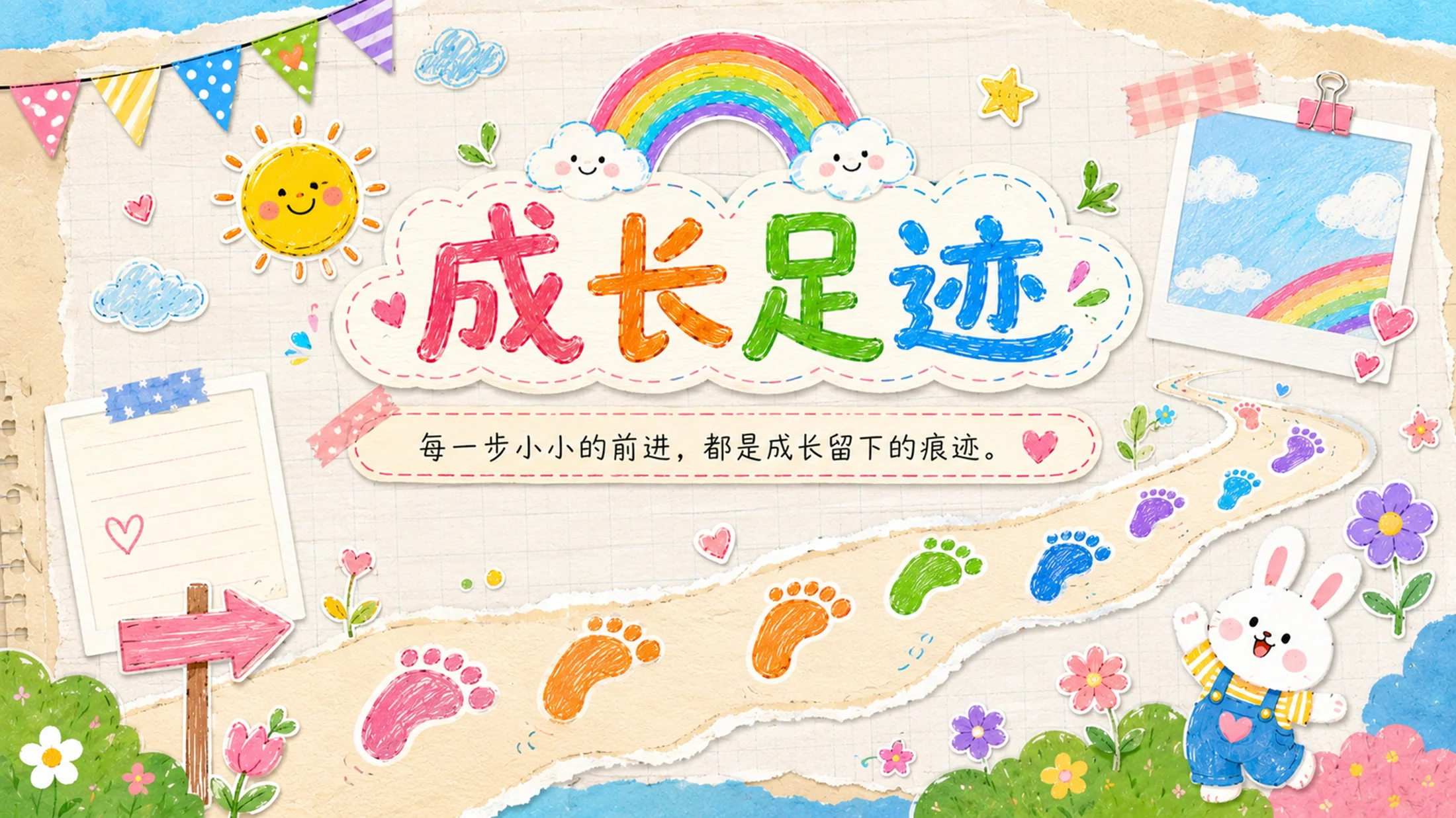 六一儿童节成长纪念PPT模板｜幼儿园儿童成长相册展示 - 预览图7
