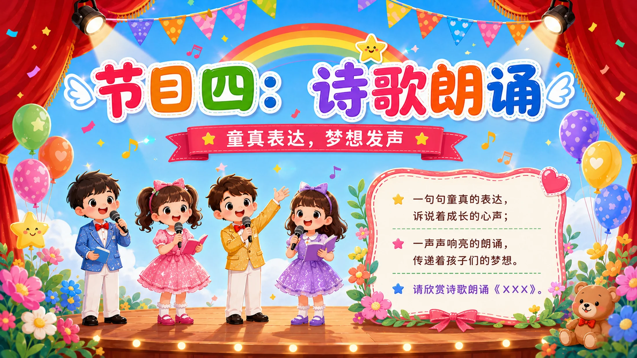 六一儿童节主持词串词PPT模板｜文艺汇演节目流程主持稿 - 预览图11