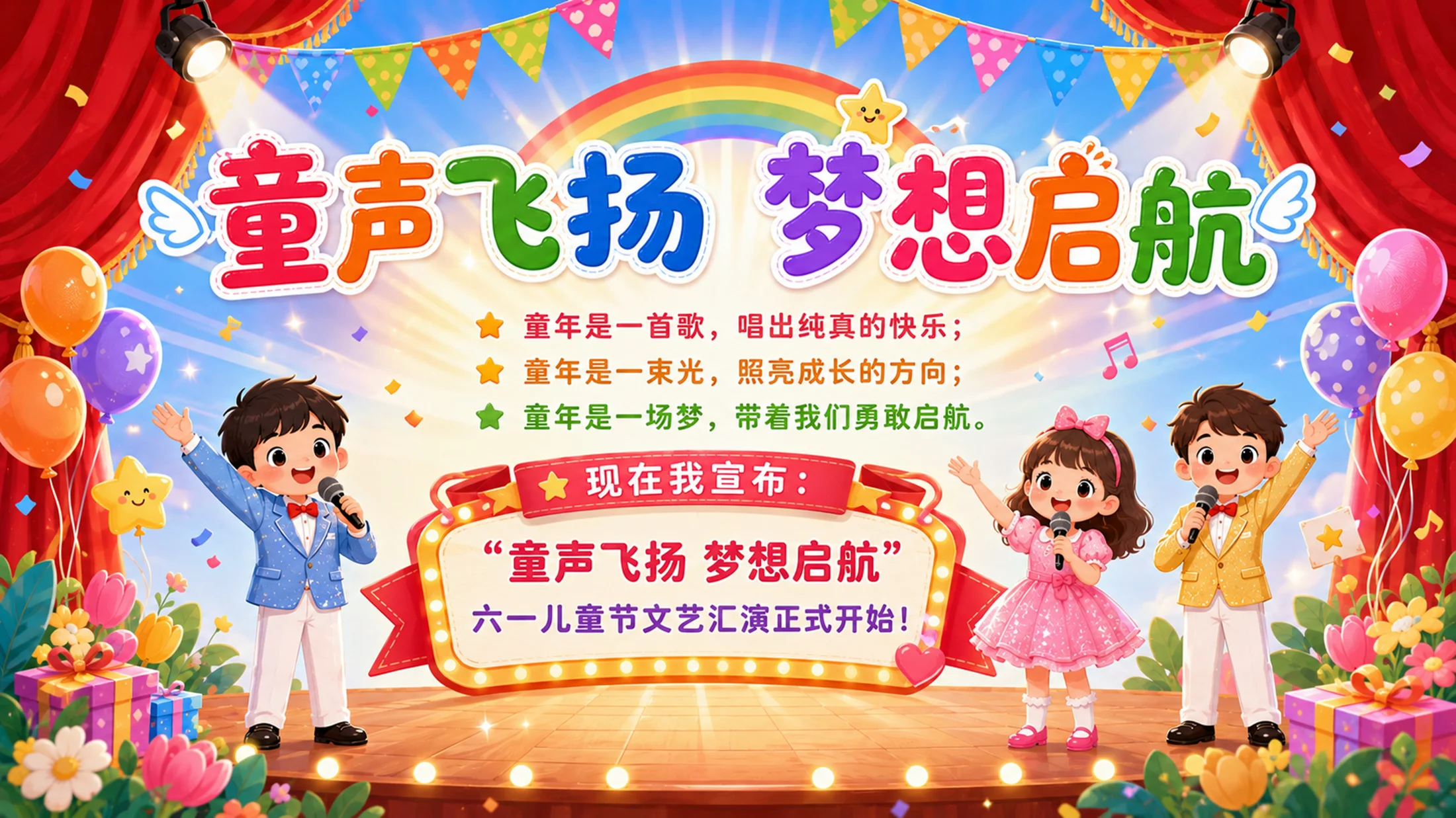 六一儿童节主持词串词PPT模板｜文艺汇演节目流程主持稿 - 预览图5